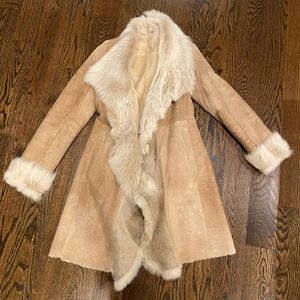 Suede and shearling coat